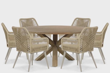 Coco Vedra/Sand City 160 cm dining tuinset 7-delig