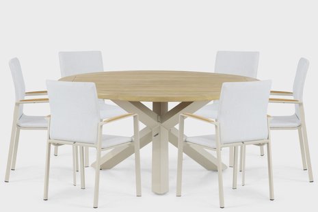 Lifestyle Brandon/Rockville 160 cm dining tuinset 7-delig