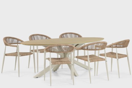 De Laan Granada/Matara 220 cm dining tuinset 7-delig