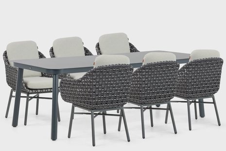 Santika Yovan/lifestyle Tavano 220 cm dining tuinset 7-delig