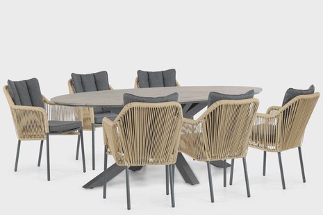 De Laan Marbella/Matara 220 cm dining tuinset 7-delig