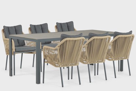 De Laan Marbella/Solare 200 cm dining tuinset 7-delig