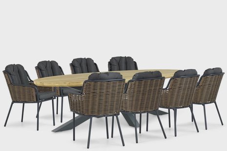 Santika Fasano/Diogo 280 cm dining tuinset 9-delig