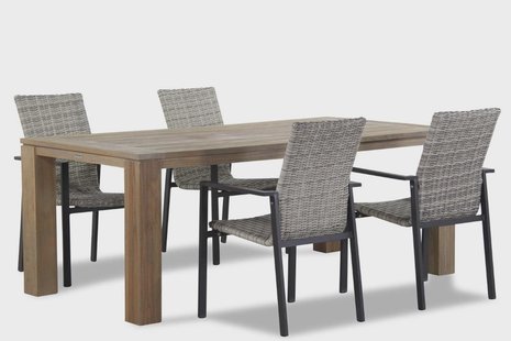 Lifestyle Upton/Brighton 200 cm dining tuinset 5-delig stapelbaar