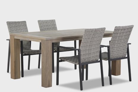 Lifestyle Upton/Brighton 165 cm dining tuinset 5-delig stapelbaar
