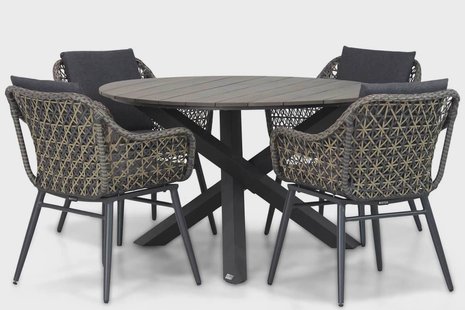 Lifestyle Dolphin/Ancona 125 cm rond dining tuinset 5-delig
