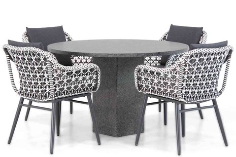 Lifestyle Dolphin/Graniet rond 120 cm dining tuinset 5-delig