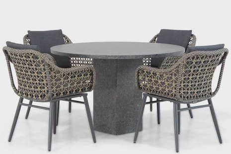 Lifestyle Dolphin/Graniet rond 120 cm dining tuinset 5-delig