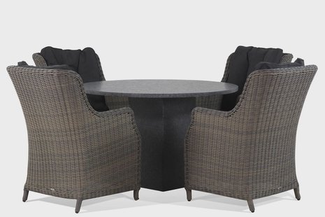 Garden Collections Buckingham/Graniet rond 120 cm dining tuinset 5-delig