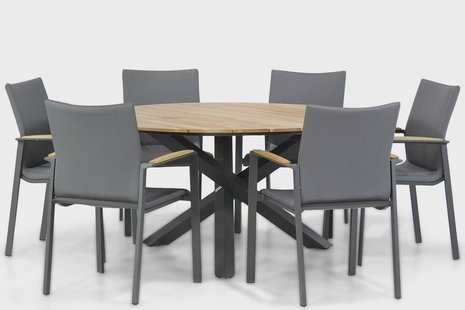 Lifestyle Brandon/Fabriano 150 cm rond dining tuinset 7-delig