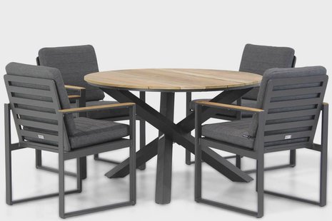 Santika Soray/Fabriano 120 cm rond dining tuinset 5-delig