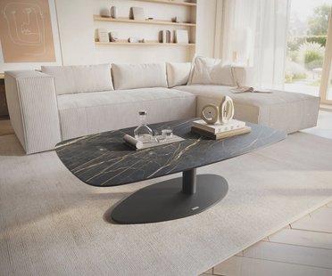 DELIFE Salontafel Edge Boot 120x70 cm keramiek Laminam® Noir Desir bruin Vibany zwart metaal