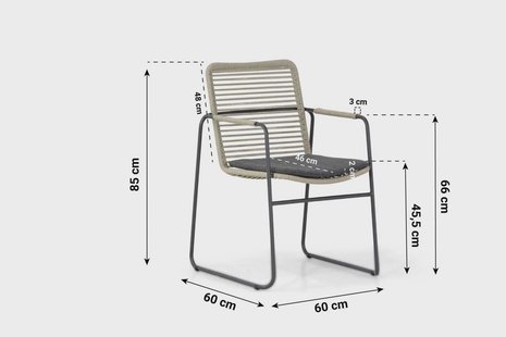 Taste Elba dining tuinstoel stapelbaar taupe (1 stuk)