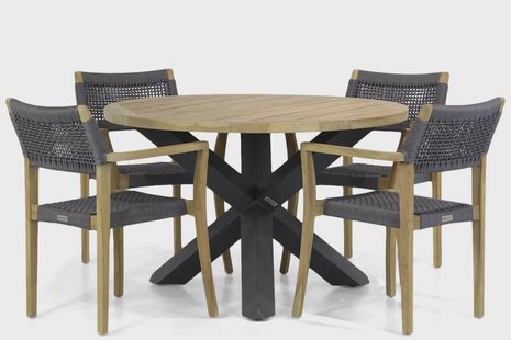 Lifestyle Dallas/Rockville 120 cm rond dining tuinset 5-delig
