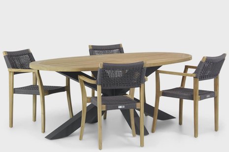 Lifestyle Dallas/Brookline 200 cm ovaal dining tuinset 5-delig
