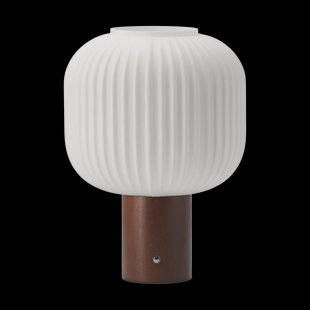 Scandi Living Fair draagbare tafellamp Frostat glas-donkergelakt es.