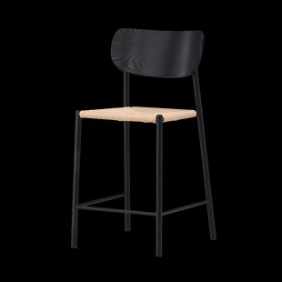 Rian barkruk met rotan zitting zwart - 67 cm