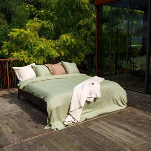 Watari - Dekbedovertrek - Linnen  - 200/200-220 - OIijfgroen