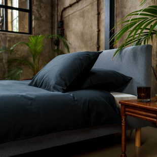 Saya - Dekbedovertrek - Katoensatijn - 140/200-220 - Zwart