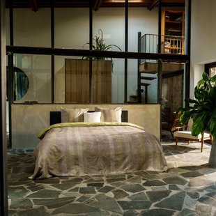 Nezu - Dekbedovertrek - Katoensatijn - 140/200-220 - Groen