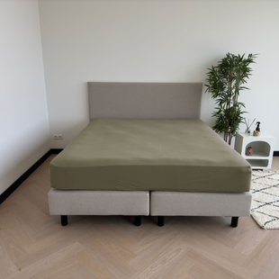 Sale - Kayori Biologisch Tara - Hoeslaken - Jersey - 90-100/200-220 - Olijfgroen