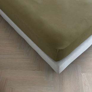 Sale - Kayori Biologisch Tara - Topper Hoeslaken - Jersey-140-160/200-220-Olijfgroen