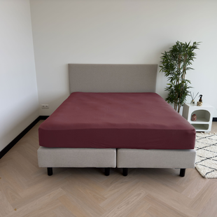 Sale - Kayori Biologisch Tara - Hoeslaken - Jersey - 140-160/200-220 - Bordeaux