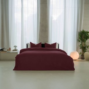 Sale - Kayori - Saya - Dekbedovertrek - Katoensatijn - 200/200-220 - Burgundy