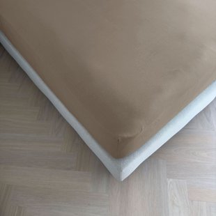 Sale - Kayori Biologisch Emma - Hoeslaken - Katoensatijn - 180x210-220 - Taupe