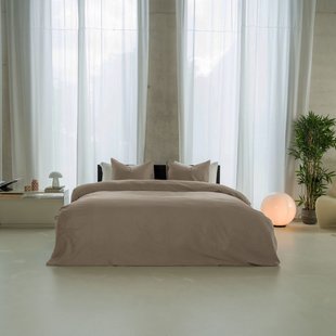Sale - Kayori Emma - Dekbedovertrek - Katoensatijn - 140/200-220 - Taupe