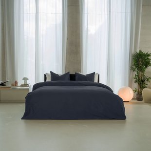 Sale - Kayori Emma - Dekbedovertrek - Katoensatijn - 240/200-220 - Navy