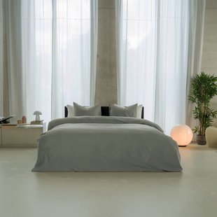 Sale - Kayori Emma - Dekbedovertrek - Katoensatijn - 240/200-220 - Grijsgroen