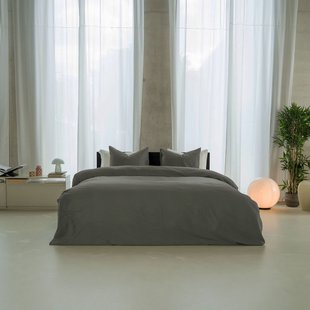 Sale - Kayori Emma - Dekbedovertrek - Katoensatijn - 140/200-220 - Antracite