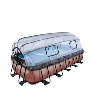 Exit Toys Premium EXIT Wood zwembad met zandfilterpomp en overkapping