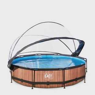 Exit Toys EXIT Wood zwembad met filterpomp en overkapping