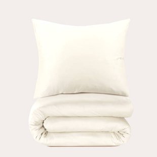 NOUS Living katoen satijnen dekbedovertrek 1-persoons ecru (140x200 cm)