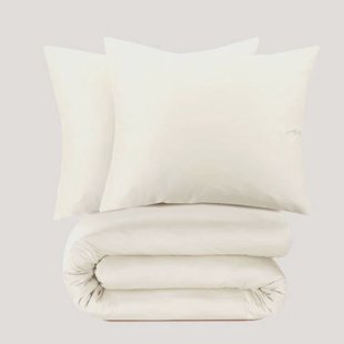 NOUS Living katoen satijnen dekbedovertrek 2-persoons ecru (200x200 cm)