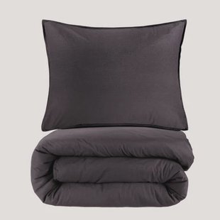 NOUS Living stonewashed dekbedovertrek 1-persoons antraciet (140x200 cm)