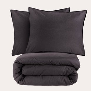 NOUS Living stonewashed dekbedovertrek lits-jumeaux antraciet (240x220 cm)