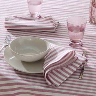 NOUS Living servet gestreept roze (45x45 cm) (set van 2)