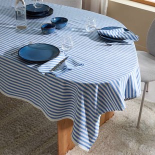 NOUS Living tafelkleed gestreept blauw (150x250 cm)