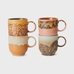 HKLIVING koffiekopje 70s (Ø8 cm) (250 ml) (set van 4)