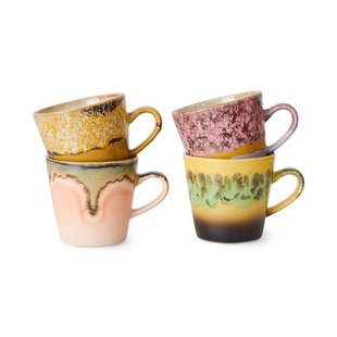 HKLIVING americanokopje 70s (Ø8,5 cm) (260 ml) (set van 4)