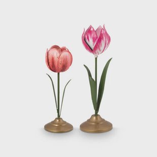 Pip Studio tulpen kandelaar metaal (set van 2) (roze)