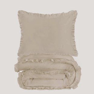 NOUS Living katoenen ruffle dekbedovertrek 1-persoons (140x200 cm)