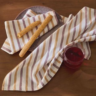 NOUS Living servet gestreept oker/paars (45x45 cm) (set van 2)