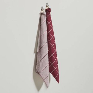 NOUS Living thee/keukendoek donkerrood (2-in-1) (set van 2)
