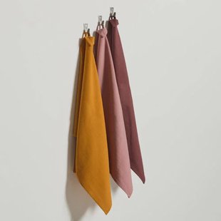 NOUS Living theedoek oker/oudroze/bruin (50x70 cm) (set van 3)