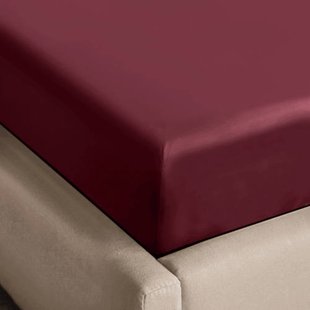 NOUS Living katoen satijnen hoeslaken donkerrood