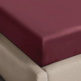 NOUS Living katoen satijnen hoeslaken donkerrood